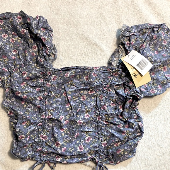 Blue rouched crop top - Picture 1 of 4